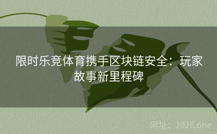 限时乐竞体育携手区块链安全：玩家故事新里程碑  第2张