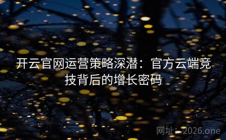 开云官网运营策略深潜：官方云端竞技背后的增长密码